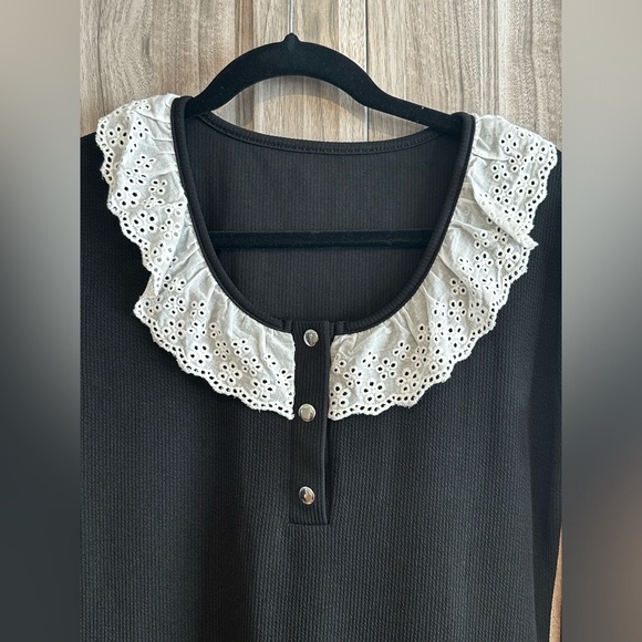 NWOT Contrast Panel Eyelet Embroidery Bodycon Dress - Picture 3 of 5